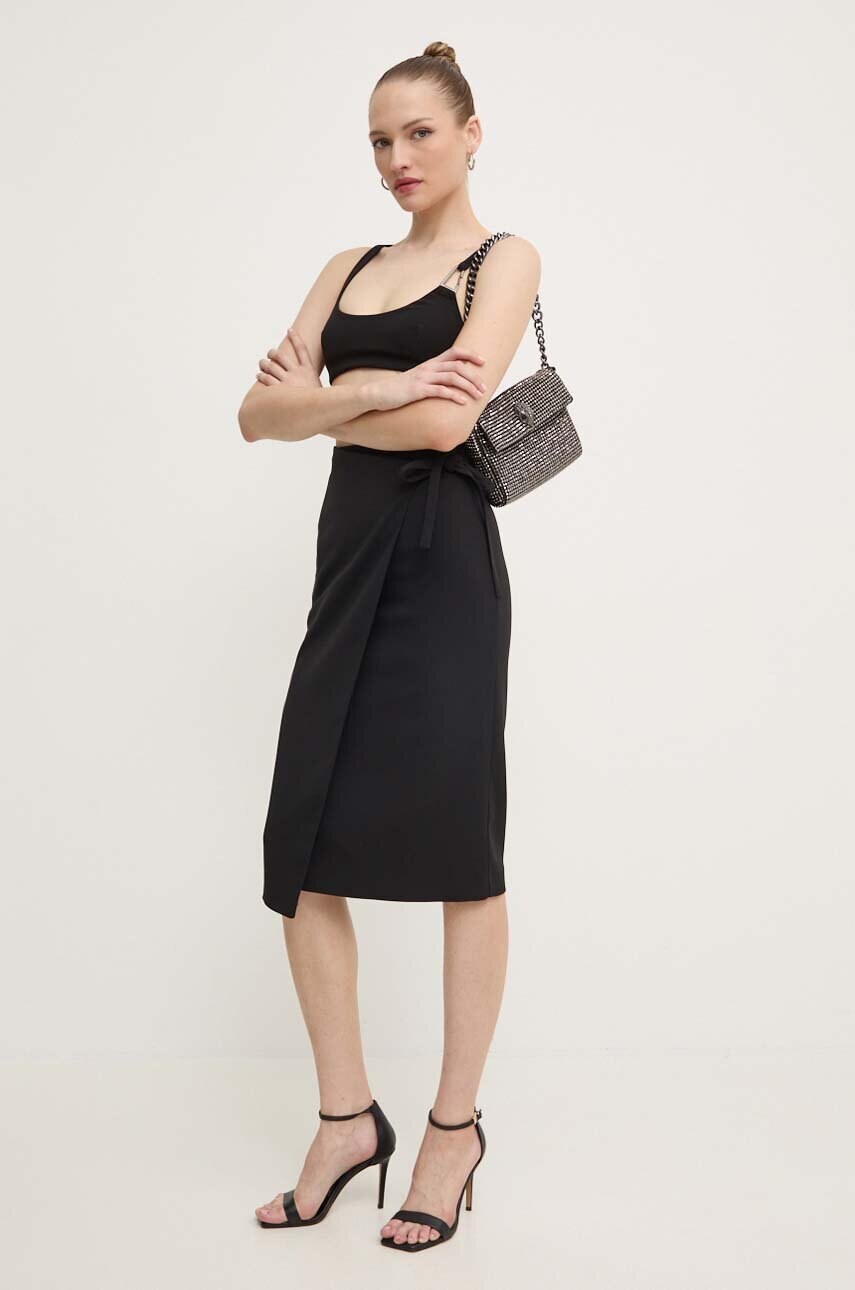Спідниця Patrizia Pepe колір чорний midi пряма 8G0431 A6F5