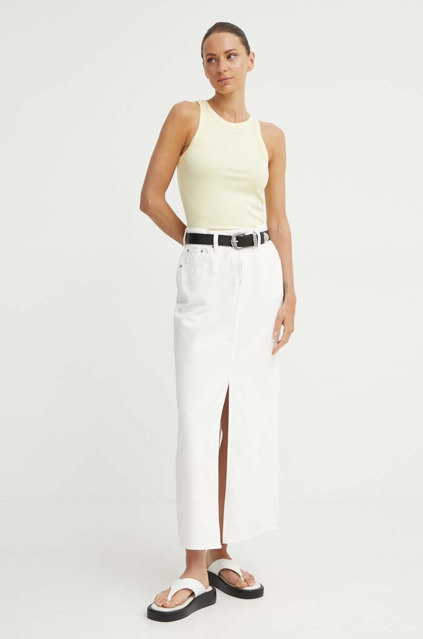 Джинсова спідниця G-Star Raw колір бежевий maxi пряма D24385-D551