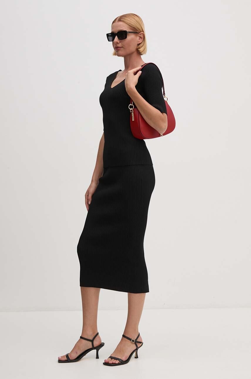 Спідниця Dkny колір чорний midi олівець D2E4A122
