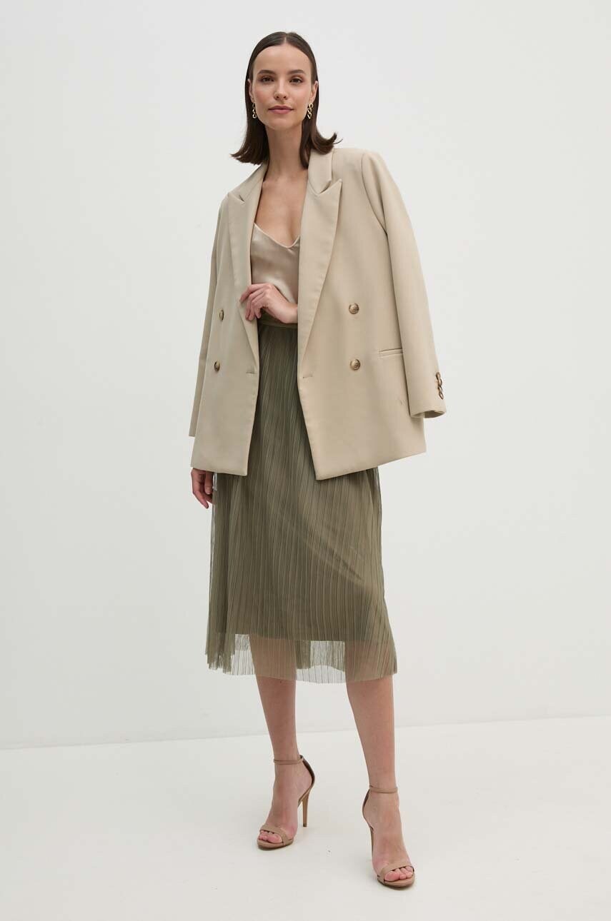 Спідниця Dkny колір зелений midi розкльошена P4DGSM37