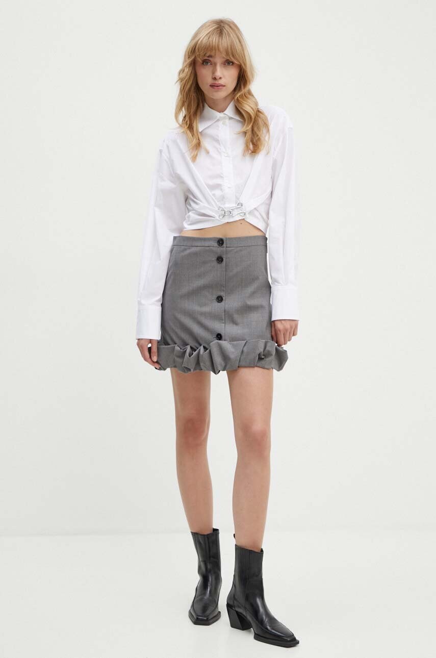 Вовняна спідниця MSGM колір сірий mini пряма 3741MDD22.247506