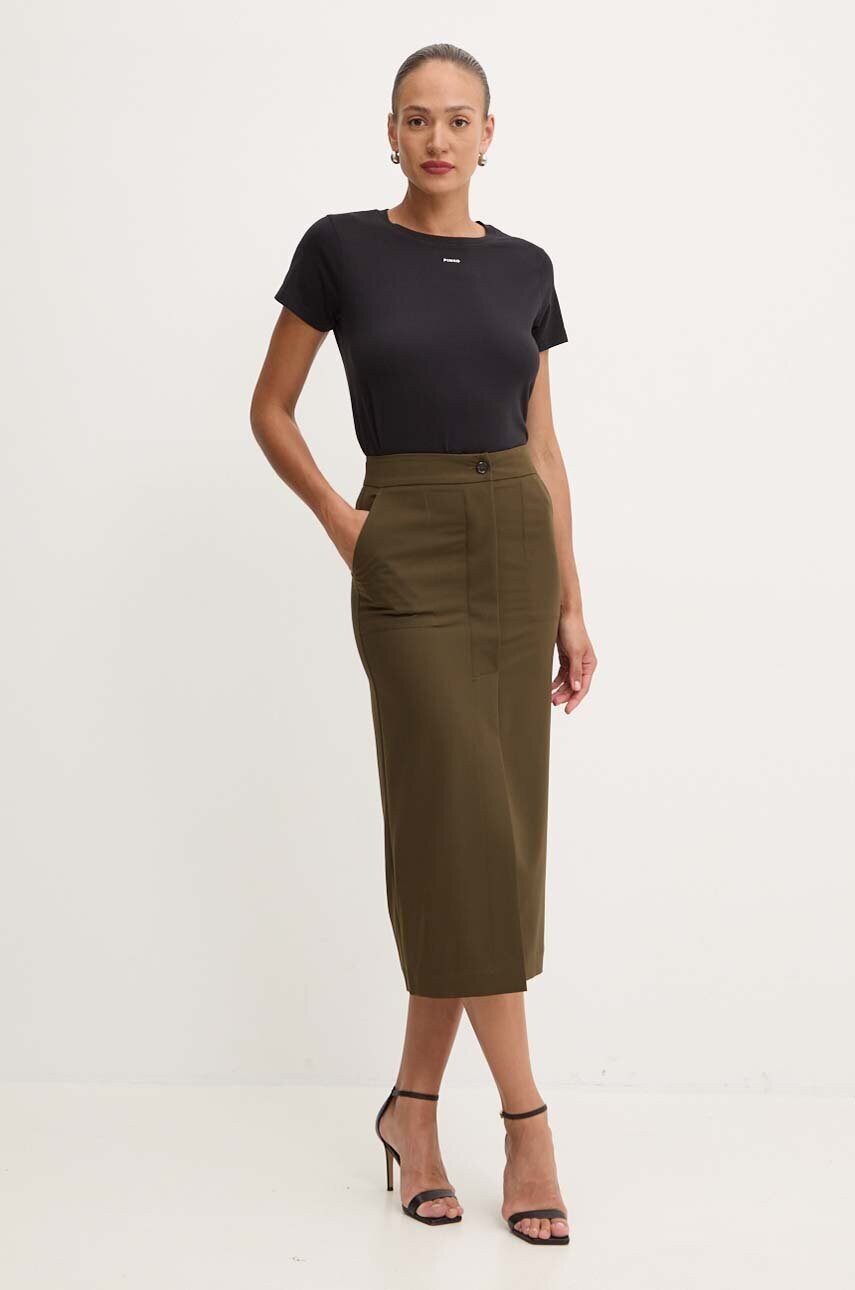 Спідниця Pinko колір зелений midi пряма 104190 A18E