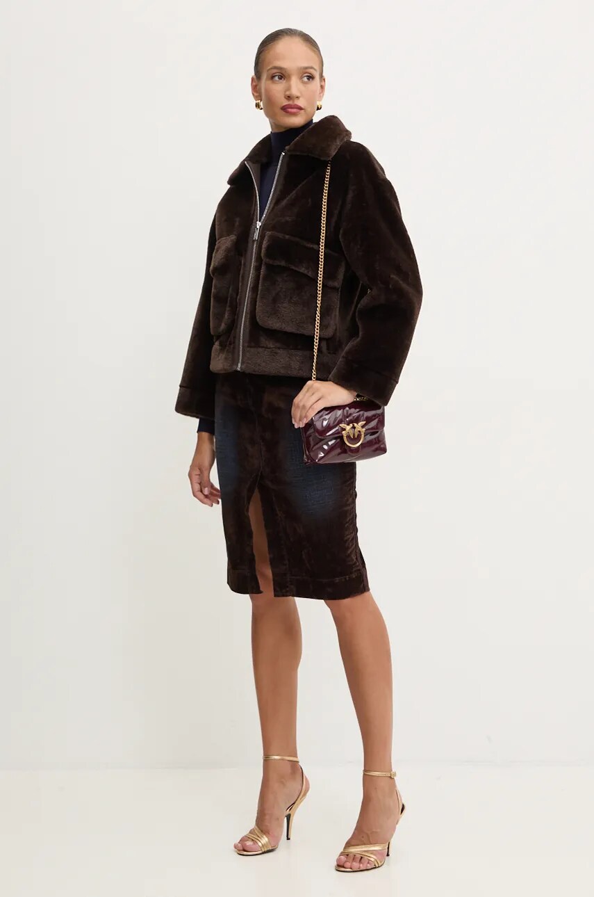 Спідниця Pinko колір коричневий midi пряма 104291 A26R