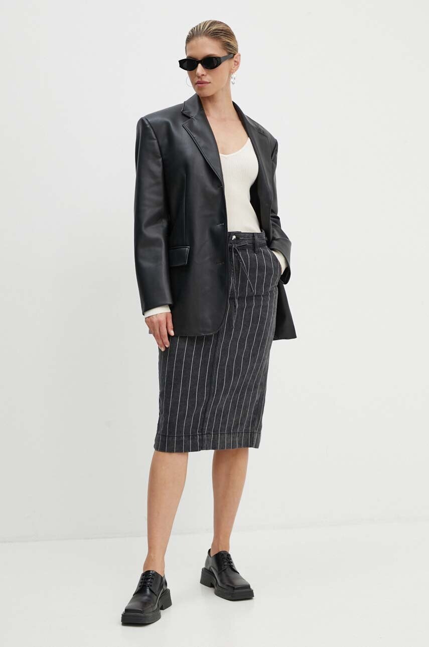 Джинсова спідниця Day Birger et Mikkelsen Betsy - Denim Stripes колір чорний midi пряма DAY65243207