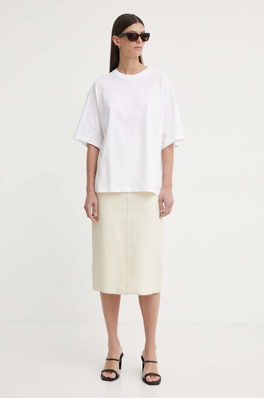 Спідниця Day Birger et Mikkelsen Kellie - Bonded Viscose Blend колір бежевий midi олівець DAY65243264