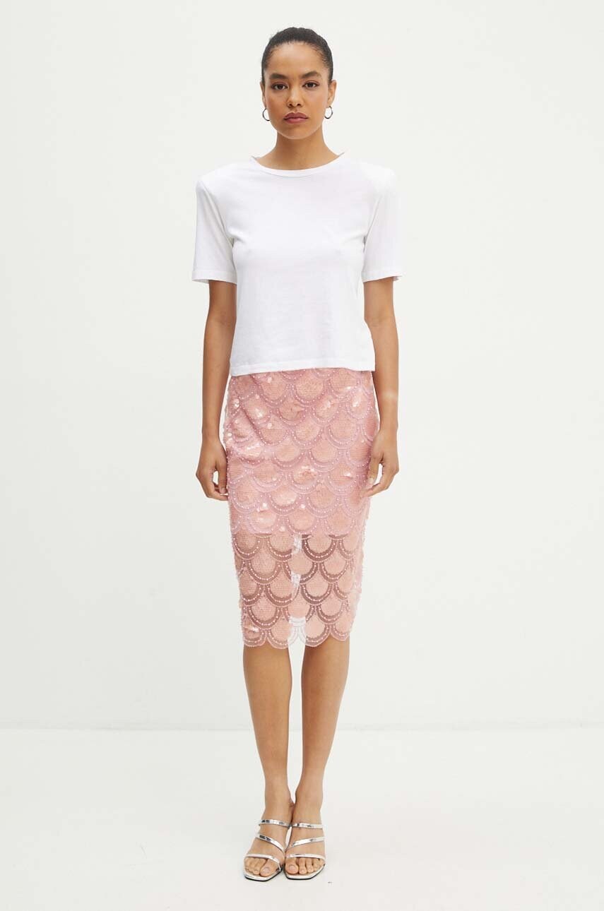 Спідниця Rotate Sequin Pencil Skirt колір рожевий midi пряма 1134461922