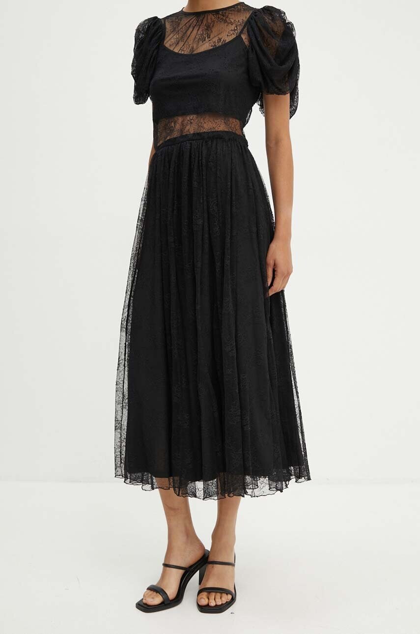 Спідниця Rotate Lace Long Midi Skirt колір чорний maxi розкльошена 112728100