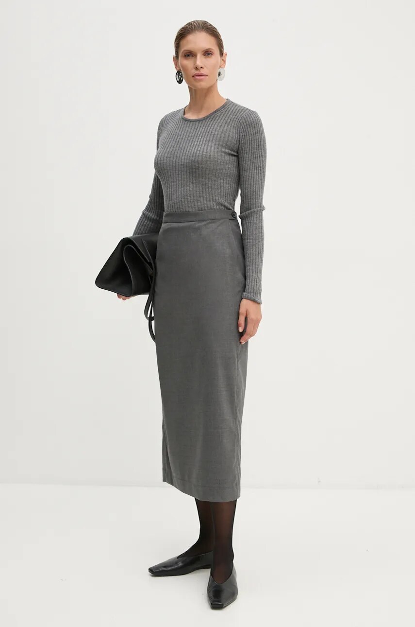 Спідниця з домішкою вовни Remain Suiting Midi Skirt колір сірий midi олівець 5018931959