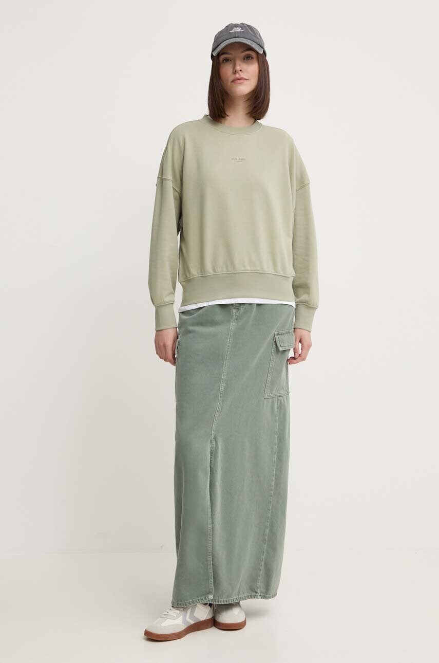 Джинсова спідниця Pepe Jeans MAXI SKIRT HW CLR колір зелений maxi розкльошена PL901143