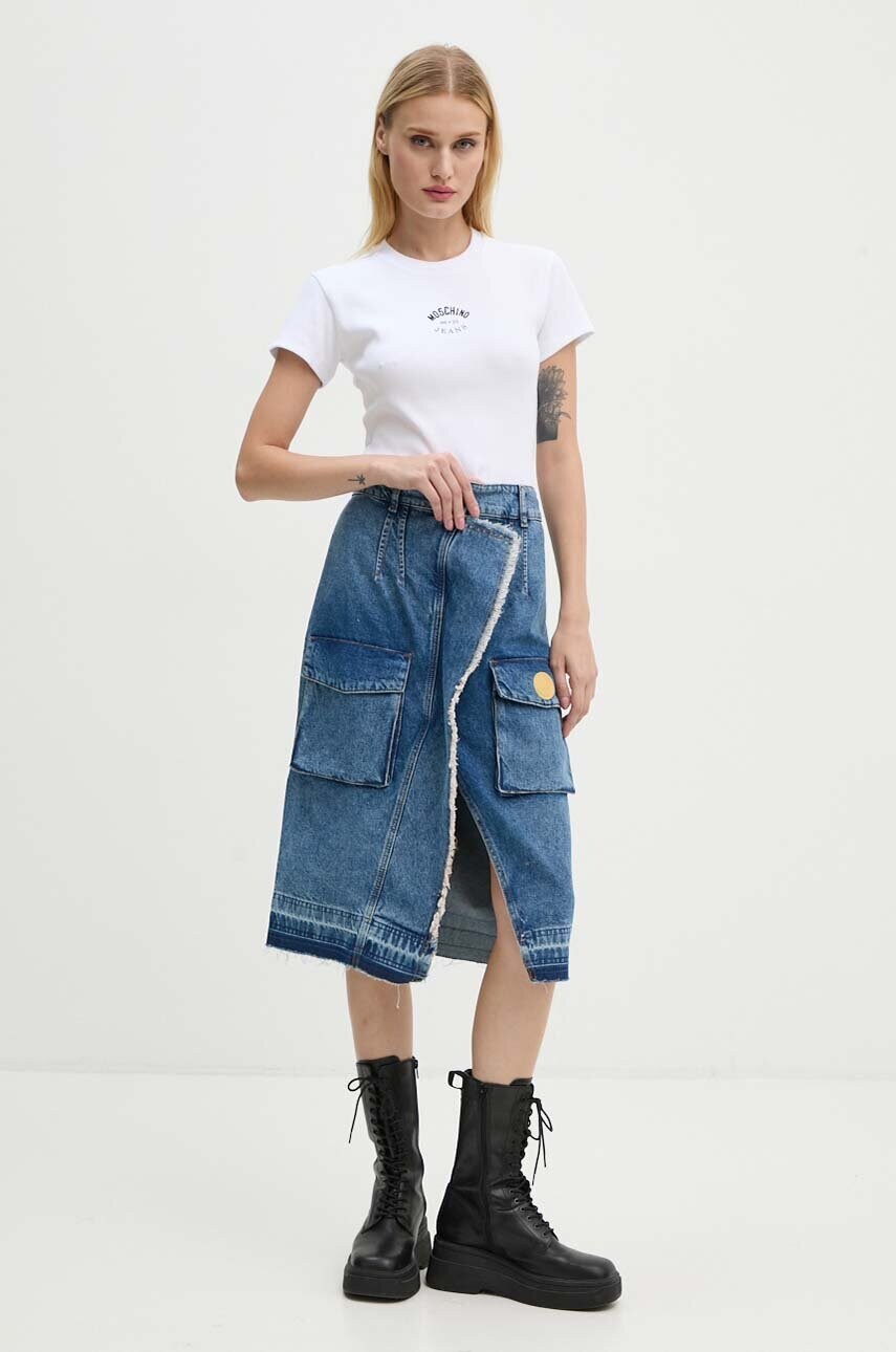 Джинсова спідниця Moschino Jeans midi пряма 0101.8221
