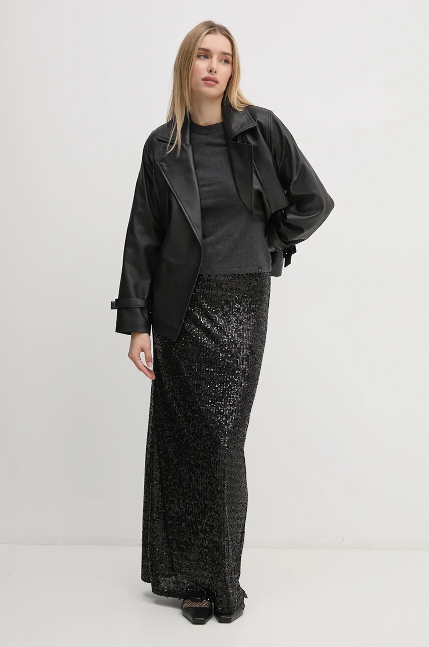 Спідниця Dkny колір чорний maxi пряма D2G4A187