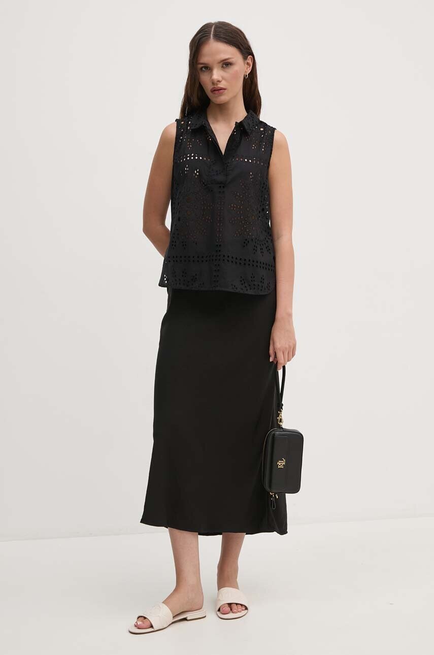 Спідниця Dkny колір чорний midi пряма DJ4K9510