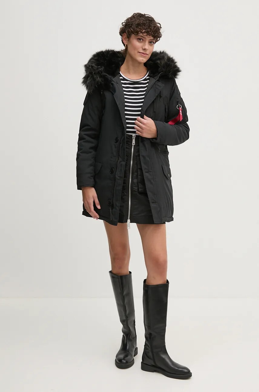 Спідниця Alpha Industries колір чорний mini пряма 148066