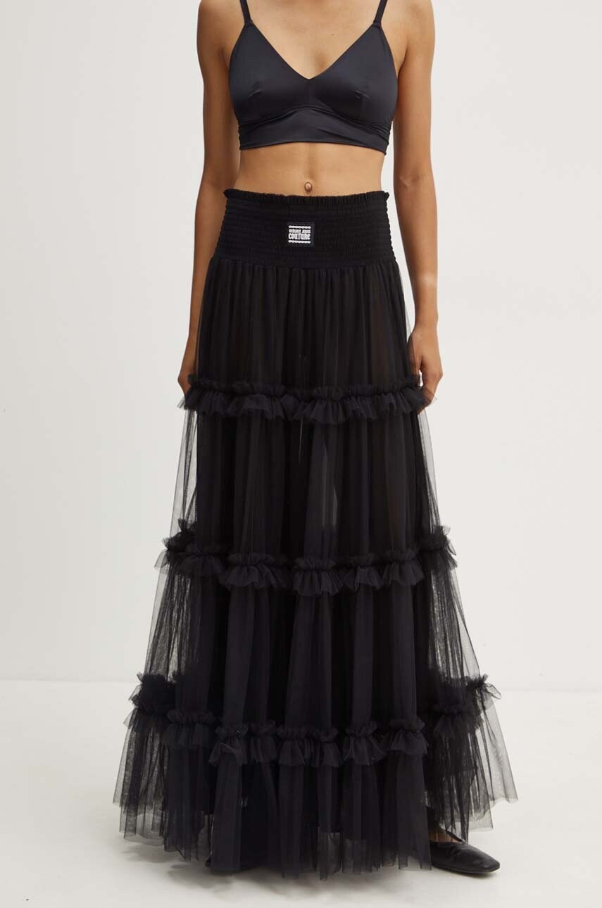 Спідниця Versace Jeans Couture колір чорний maxi розкльошена 77HAE800 J0144
