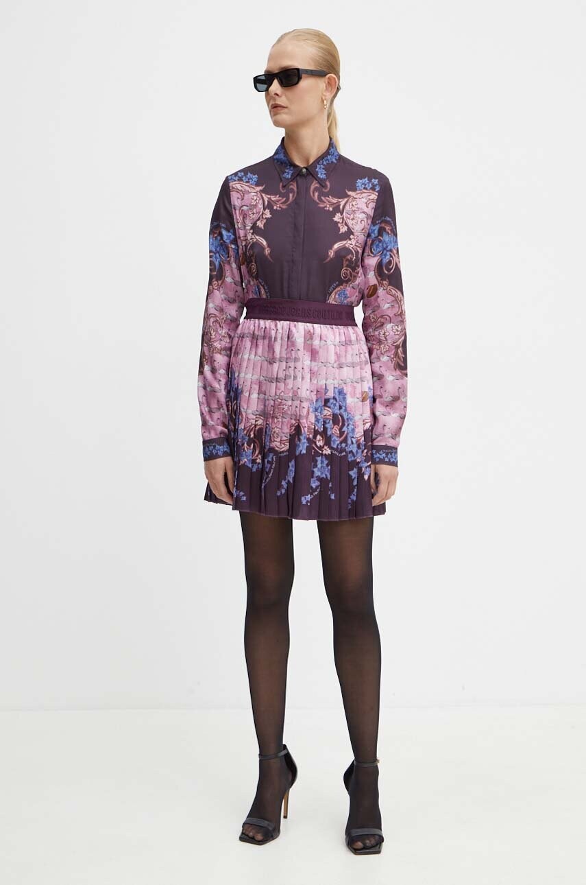 Спідниця Versace Jeans Couture колір рожевий mini розкльошена 77HAE8P1 NS533