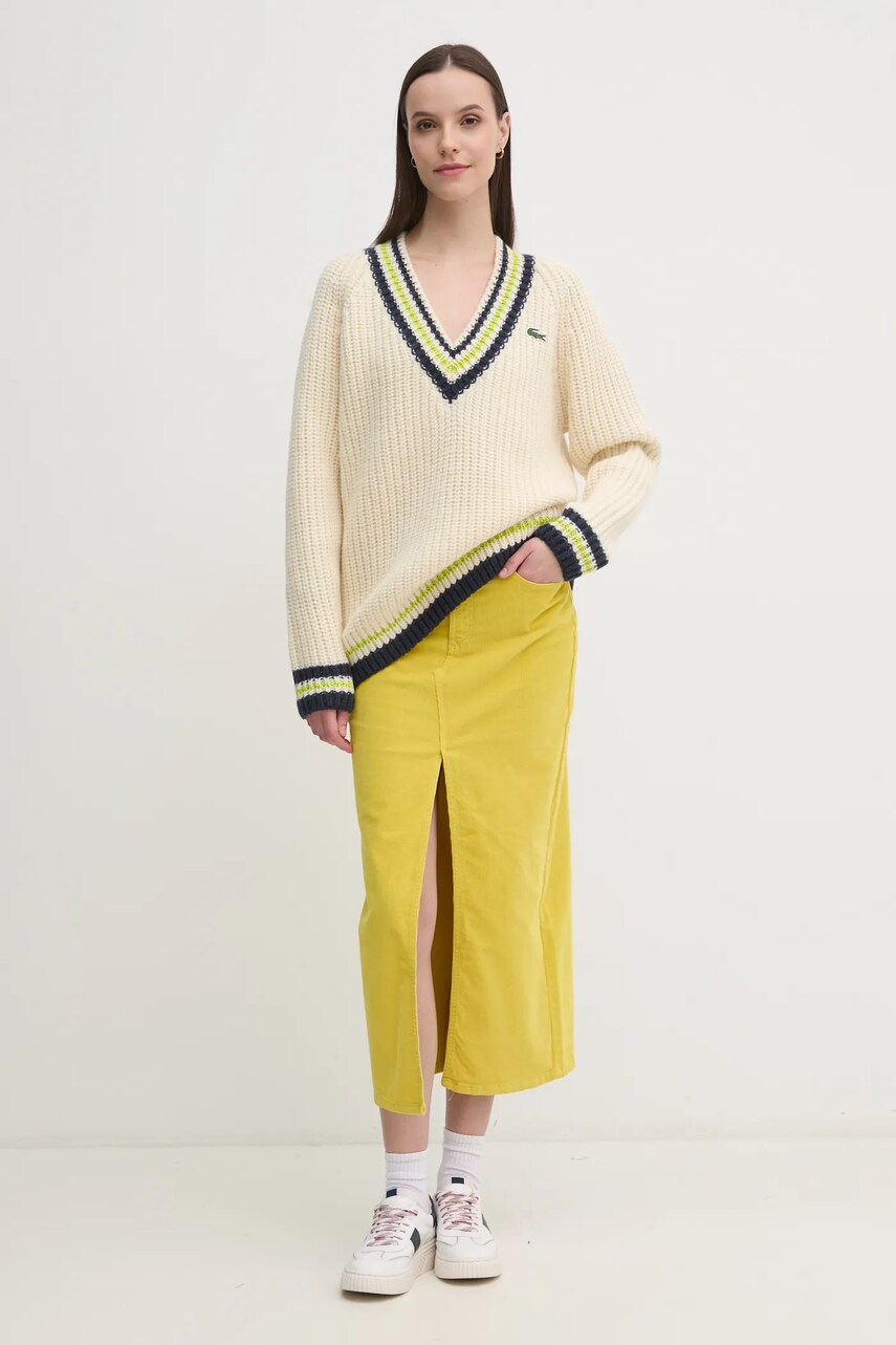 Вельветова спідниця United Colors of Benetton колір жовтий maxi пряма 41ULD0045