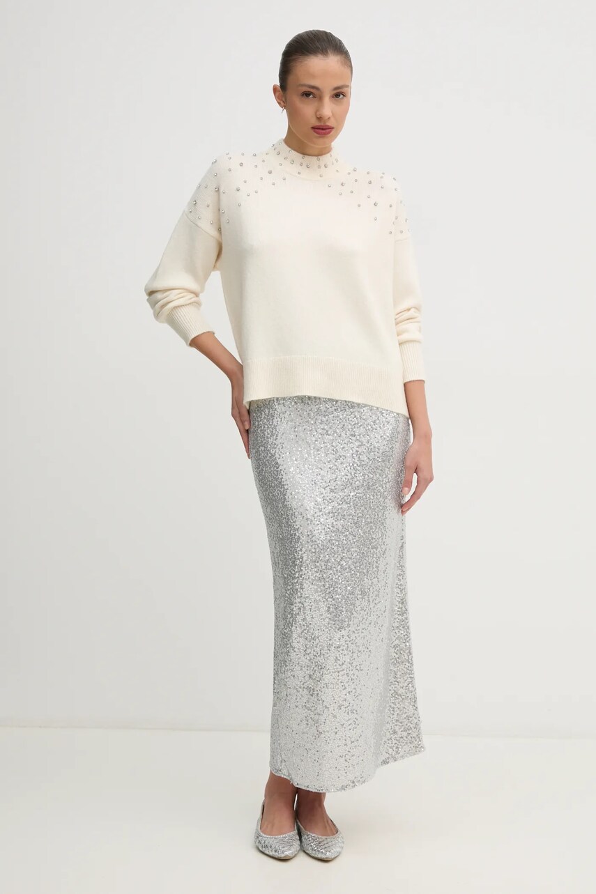 Спідниця United Colors of Benetton колір срібний midi олівець 4RO6D0046