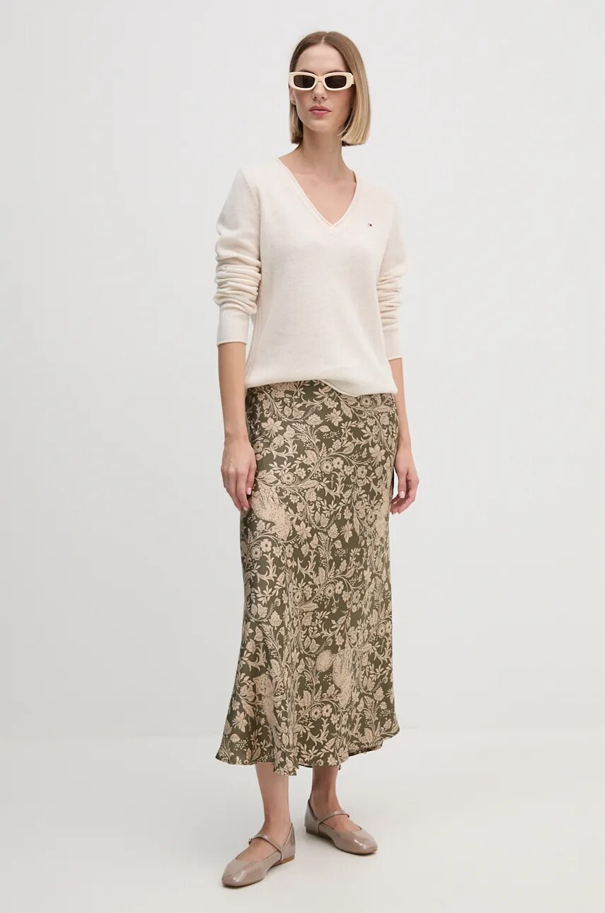 Спідниця Pepe Jeans PIETY колір зелений maxi розкльошена PL901162