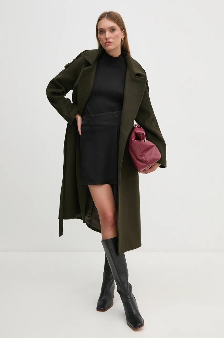 Спідниця Sisley колір чорний mini розкльошена 47U5L0028