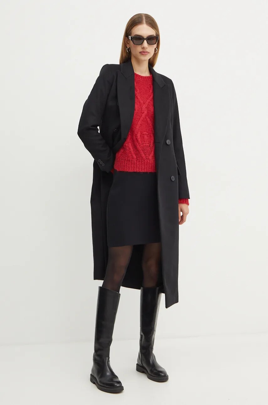 Спідниця Twinset колір чорний mini розкльошена 242TP3183