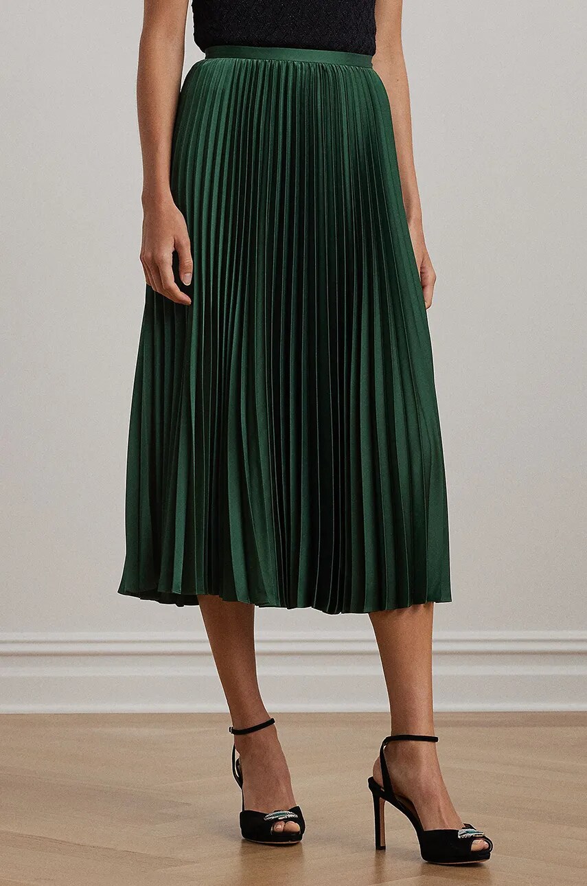 Спідниця Lauren Ralph Lauren колір зелений midi розкльошена 200951500