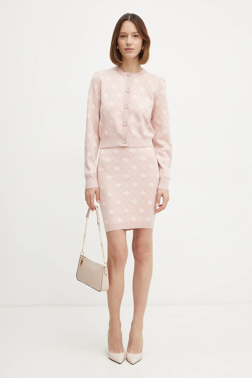 Спідниця з домішкою вовни Guess SARAH колір рожевий mini олівець W4BD0S Z3JD2