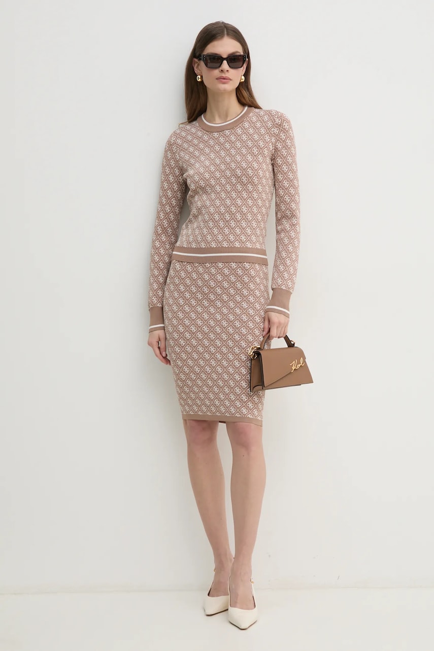 Купити Спідниця Guess LISE колір бежевий mini олівець W4BD53 Z37K0 – головне зображення
