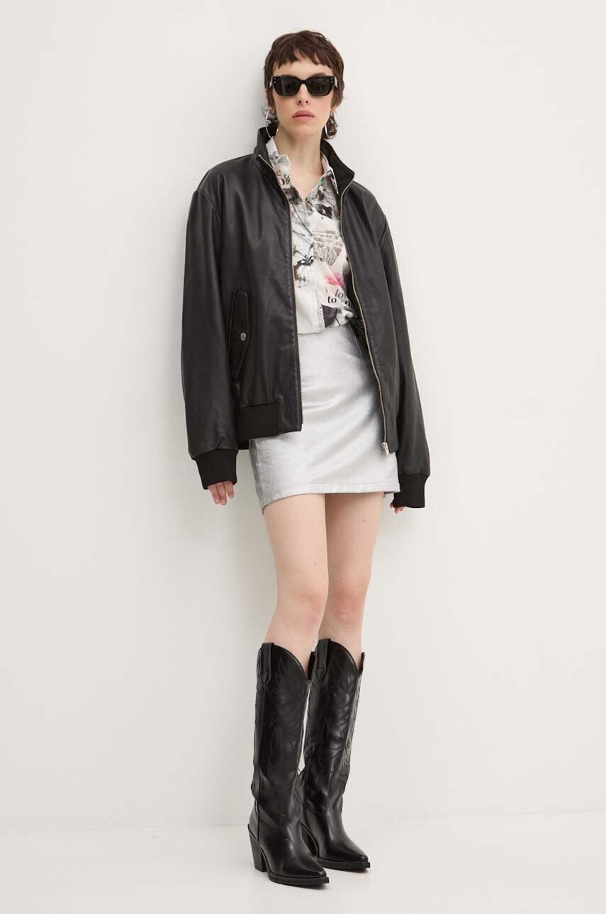 Спідниця Desigual LONDON колір срібний mini олівець 24WWFK01