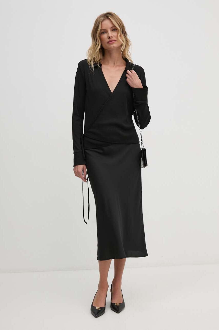 Спідниця Calvin Klein колір чорний midi розкльошена K20K207994