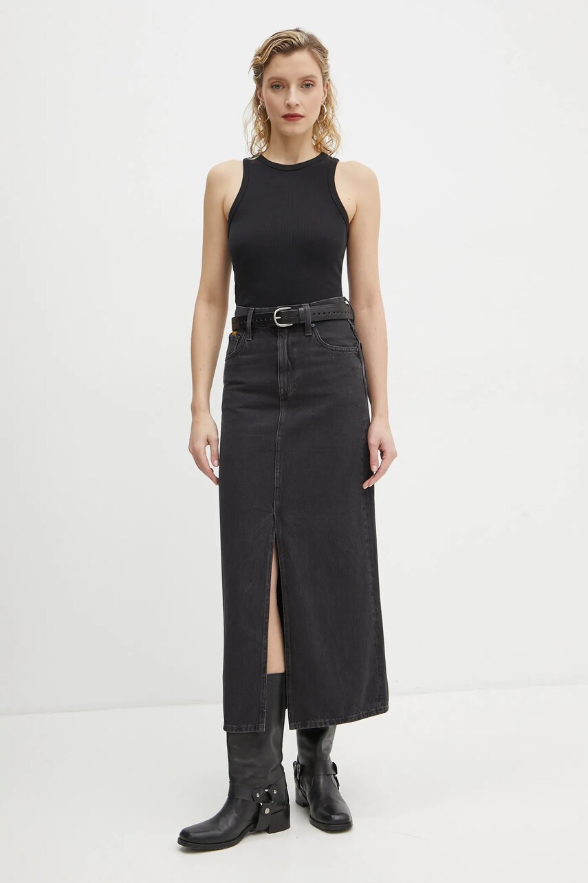 Джинсова спідниця G-Star Raw колір чорний maxi пряма D24385-D772