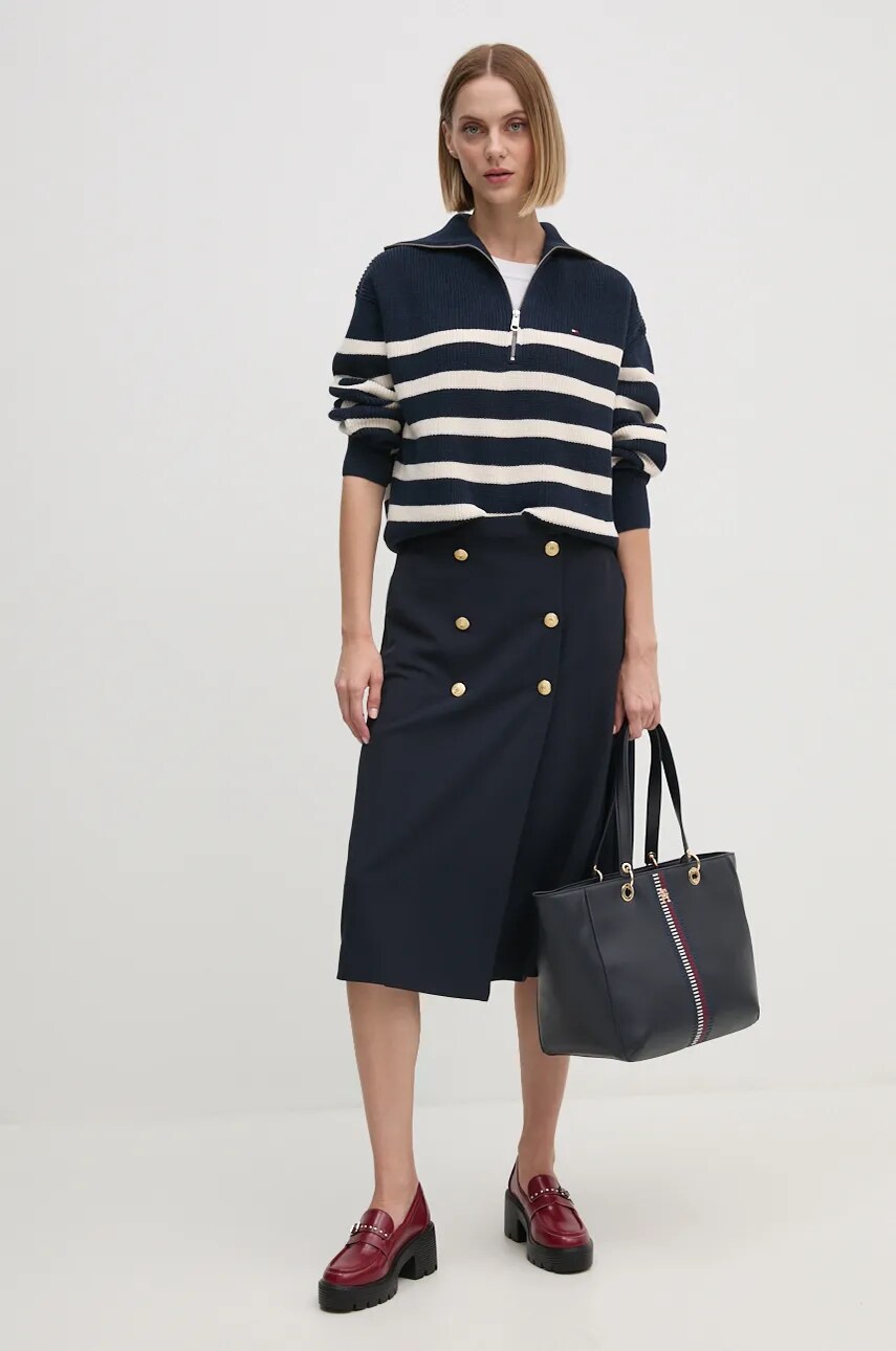 Спідниця Tommy Hilfiger колір синій midi розкльошена WW0WW43628