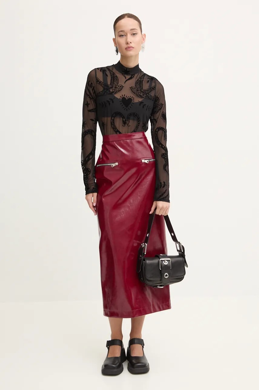 Спідниця MSGM колір бордовий maxi олівець 3742MDD04.247800