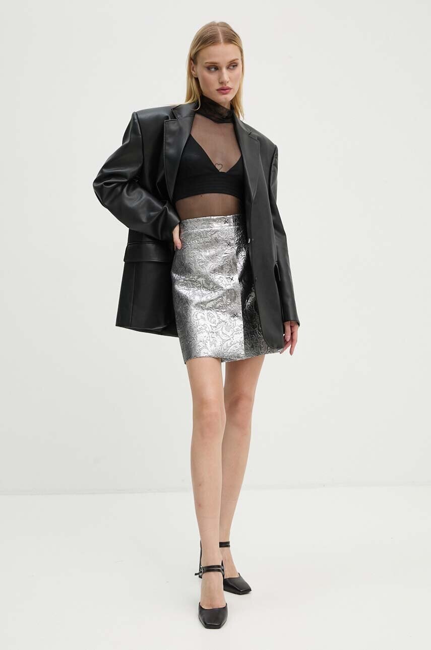 Спідниця MSGM колір срібний mini пряма 3742MDD17.247823