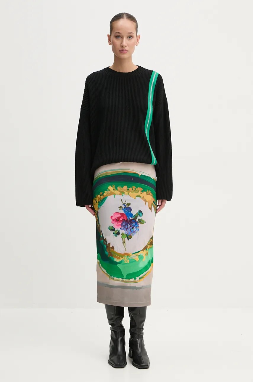 Спідниця MSGM колір бежевий midi пряма 3742MDD26.247868