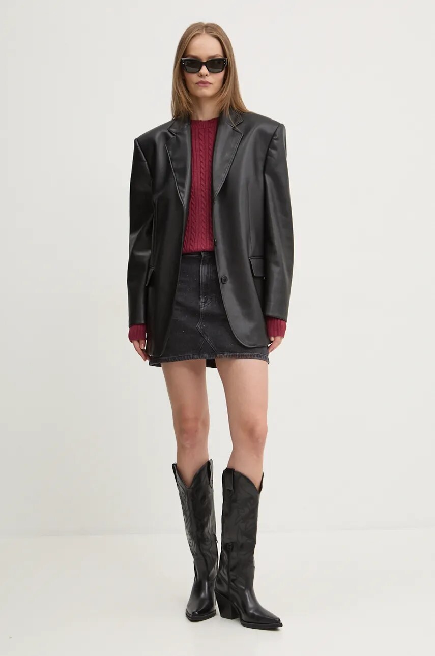 Джинсова спідниця Tommy Jeans колір чорний mini олівець DW0DW18948