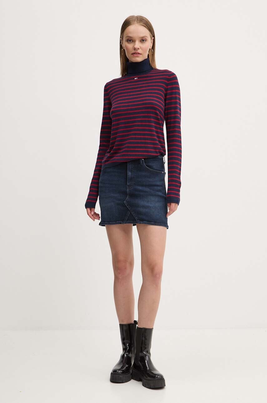 Джинсова спідниця Tommy Jeans колір синій mini пряма DW0DW18951