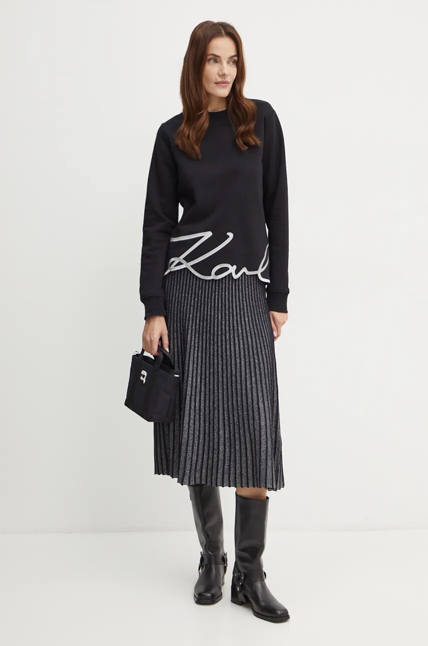 Спідниця Karl Lagerfeld колір срібний midi розкльошена 246W1205
