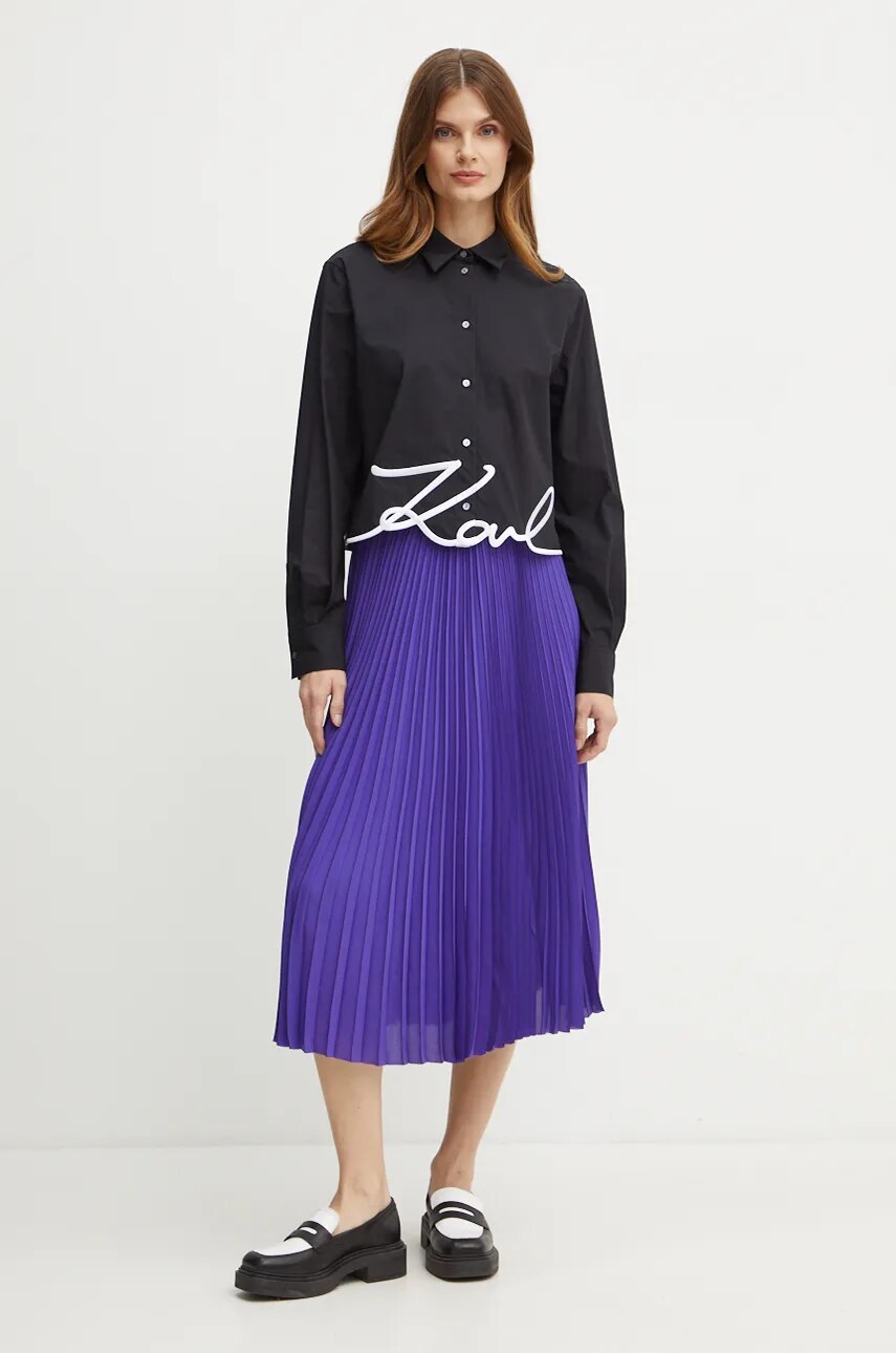 Спідниця Karl Lagerfeld колір фіолетовий midi розкльошена 246W1201
