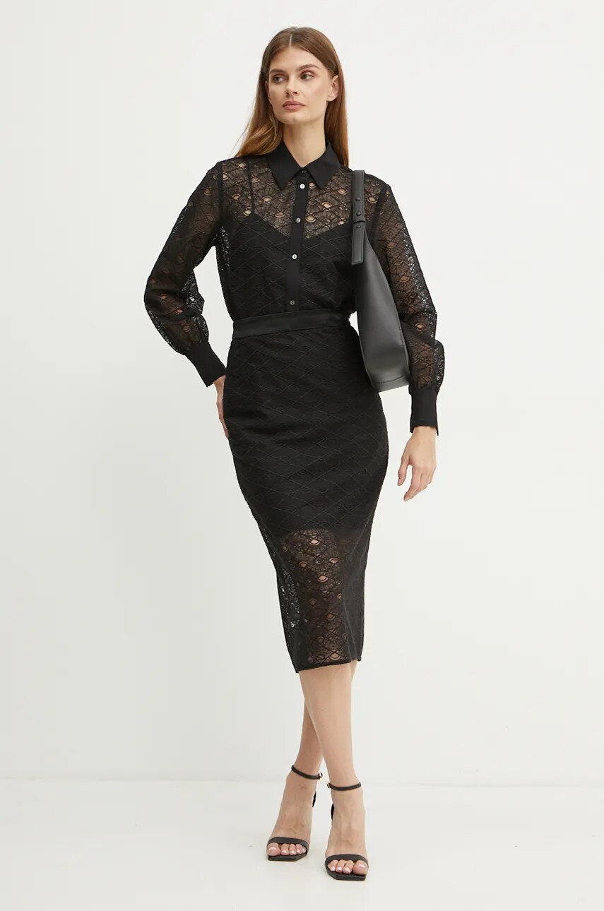 Спідниця Karl Lagerfeld колір чорний midi олівець 246W1202