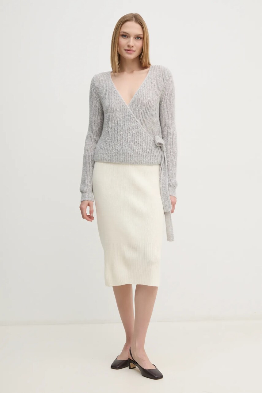 Спідниця Sisley колір бежевий midi пряма 122NM000F