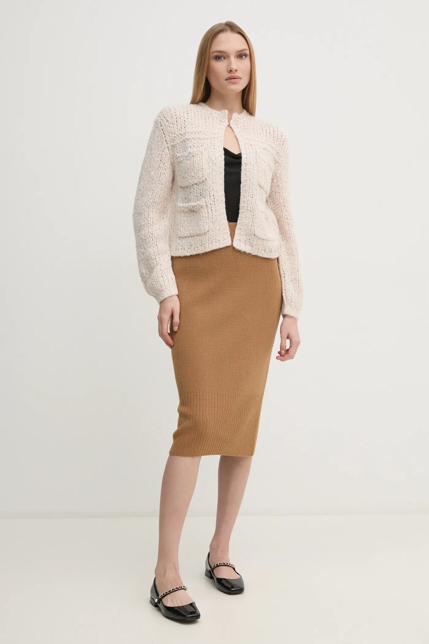 Спідниця Sisley колір бежевий midi пряма 122NM000F
