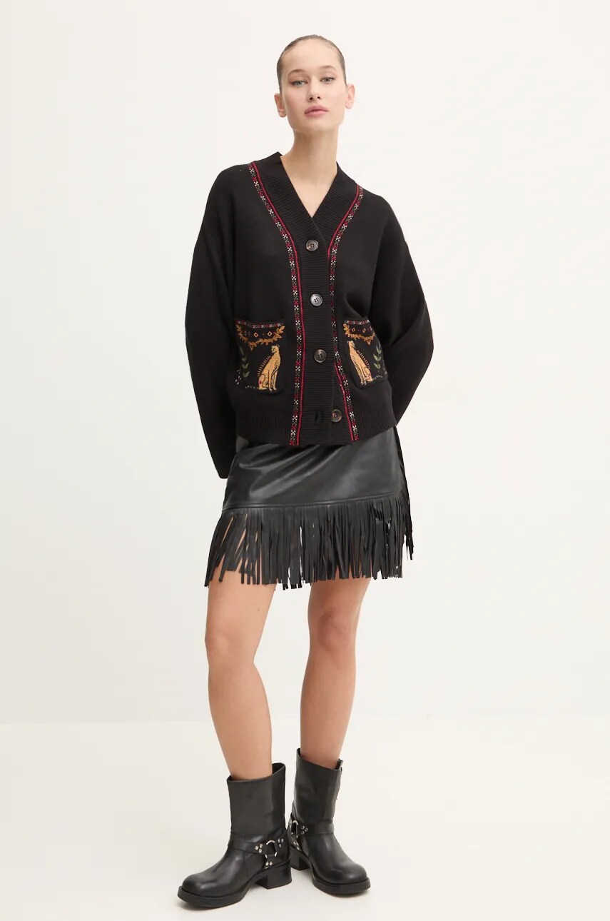 Спідниця Never Fully Dressed Vegan Leather Mini Fringe Jaspre колір чорний mini олівець NFDSK591