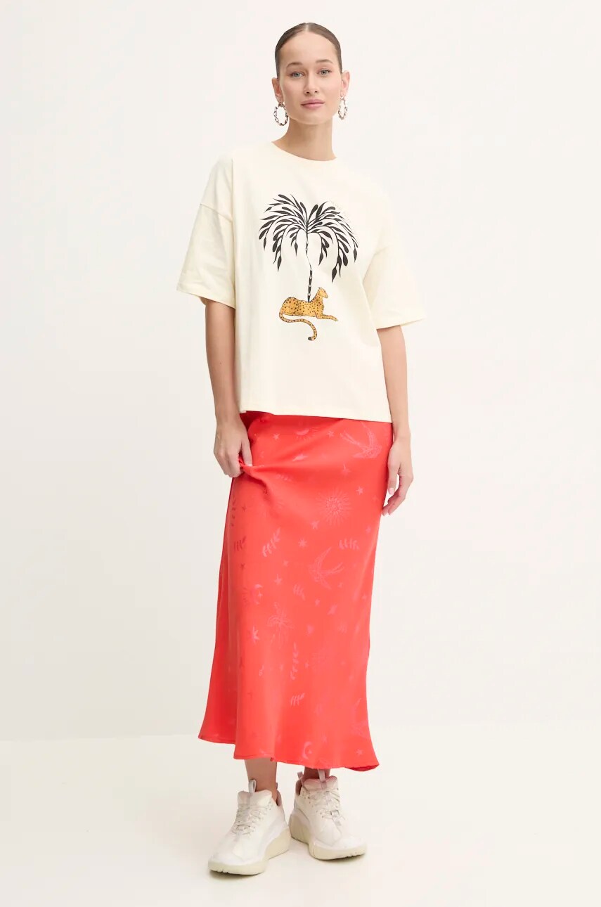 Спідниця Never Fully Dressed Dorris Skirt колір червоний maxi розкльошена NFDSK549