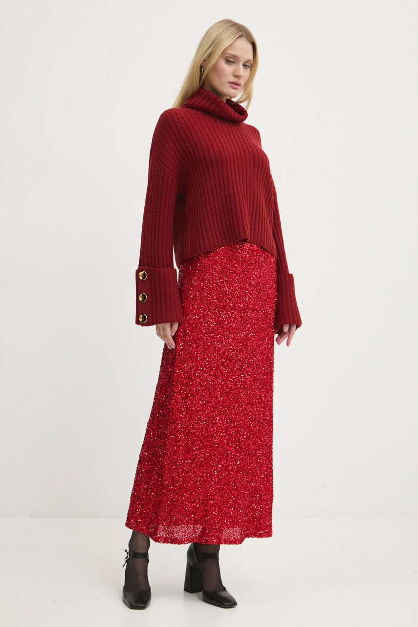 Спідниця Never Fully Dressed Dorris Skirts колір червоний maxi пряма NFDSK594