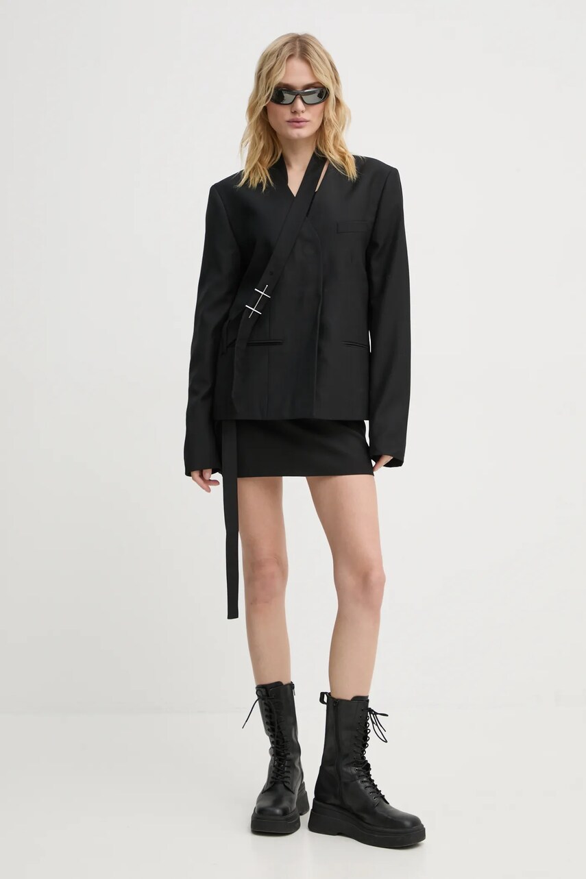 Спідниця з домішкою вовни Heliot Emil колір чорний mini олівець AW24.W.12.041.BLK01