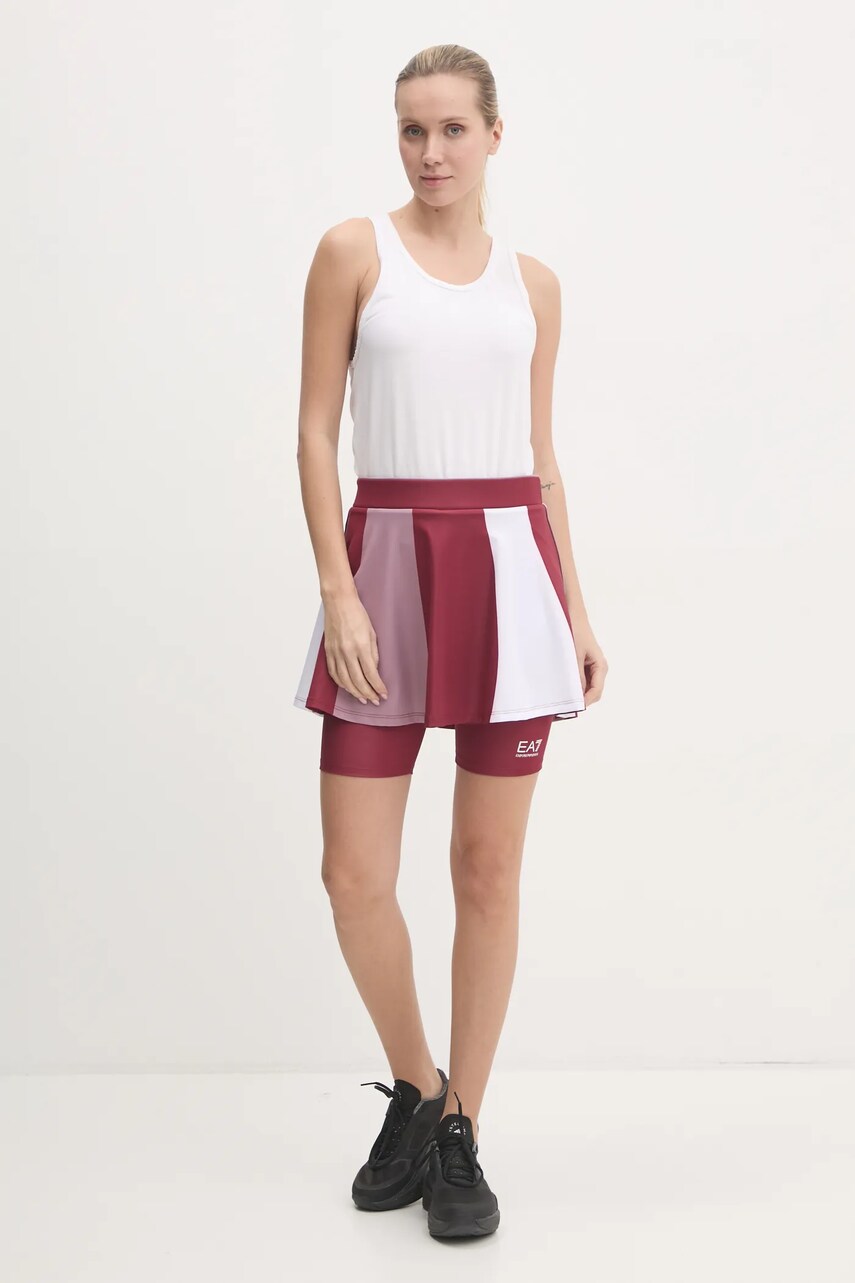 Спортивна спідниця EA7 Emporio Armani колір бордовий mini розкльошена TJ04Z.6DTN51