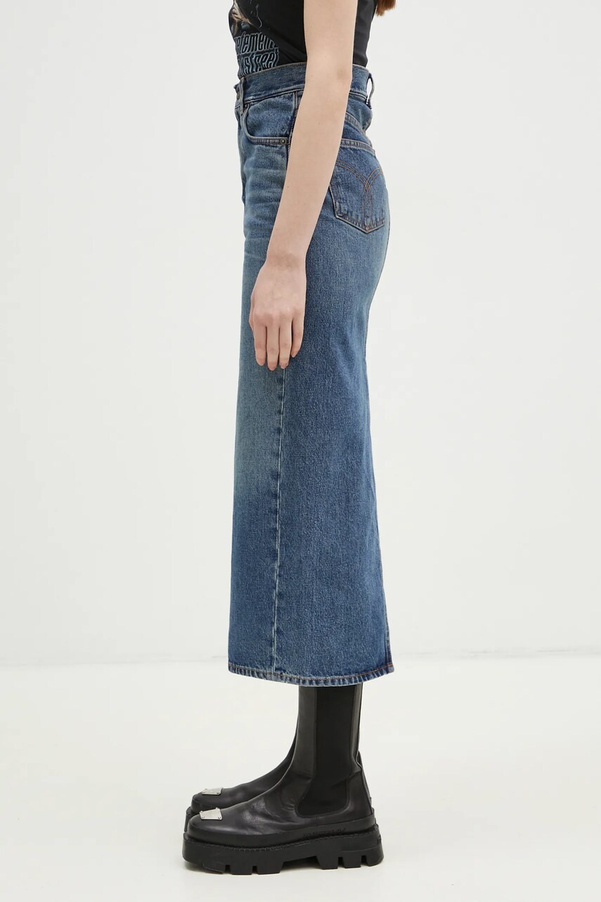 Джинсова бавовняна спідниця Fiorucci Denim Midi колір синій midi олівець W01FPDSK176DN01DN02