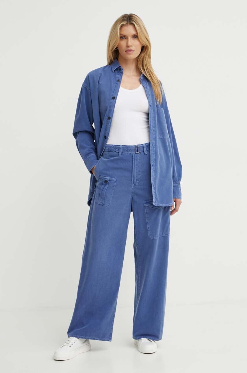 Бавовняні штани G-Star Raw широке висока посадка D24361-D295