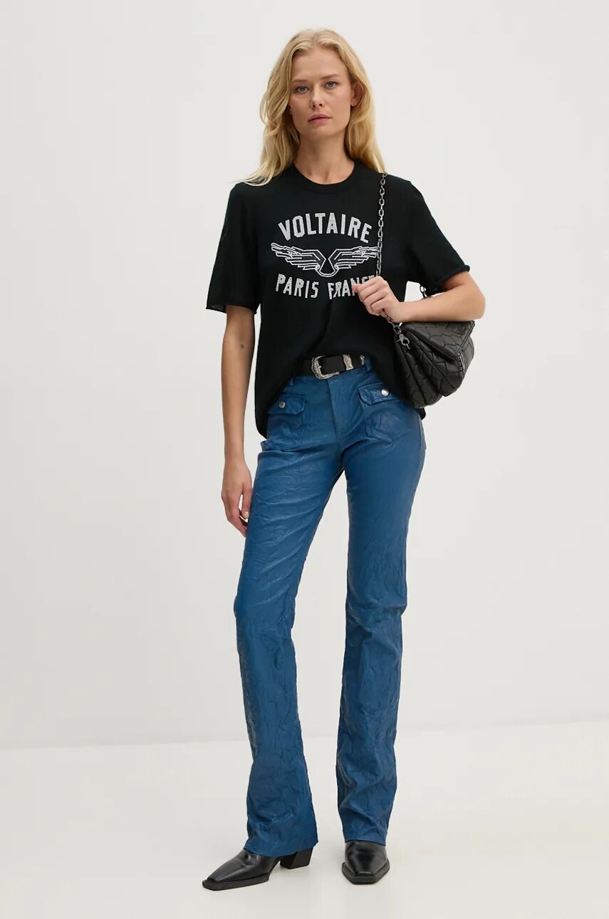 Шкіряні штани ZADIG&VOLTAIRE жіночі прямі висока посадка RWPA00066