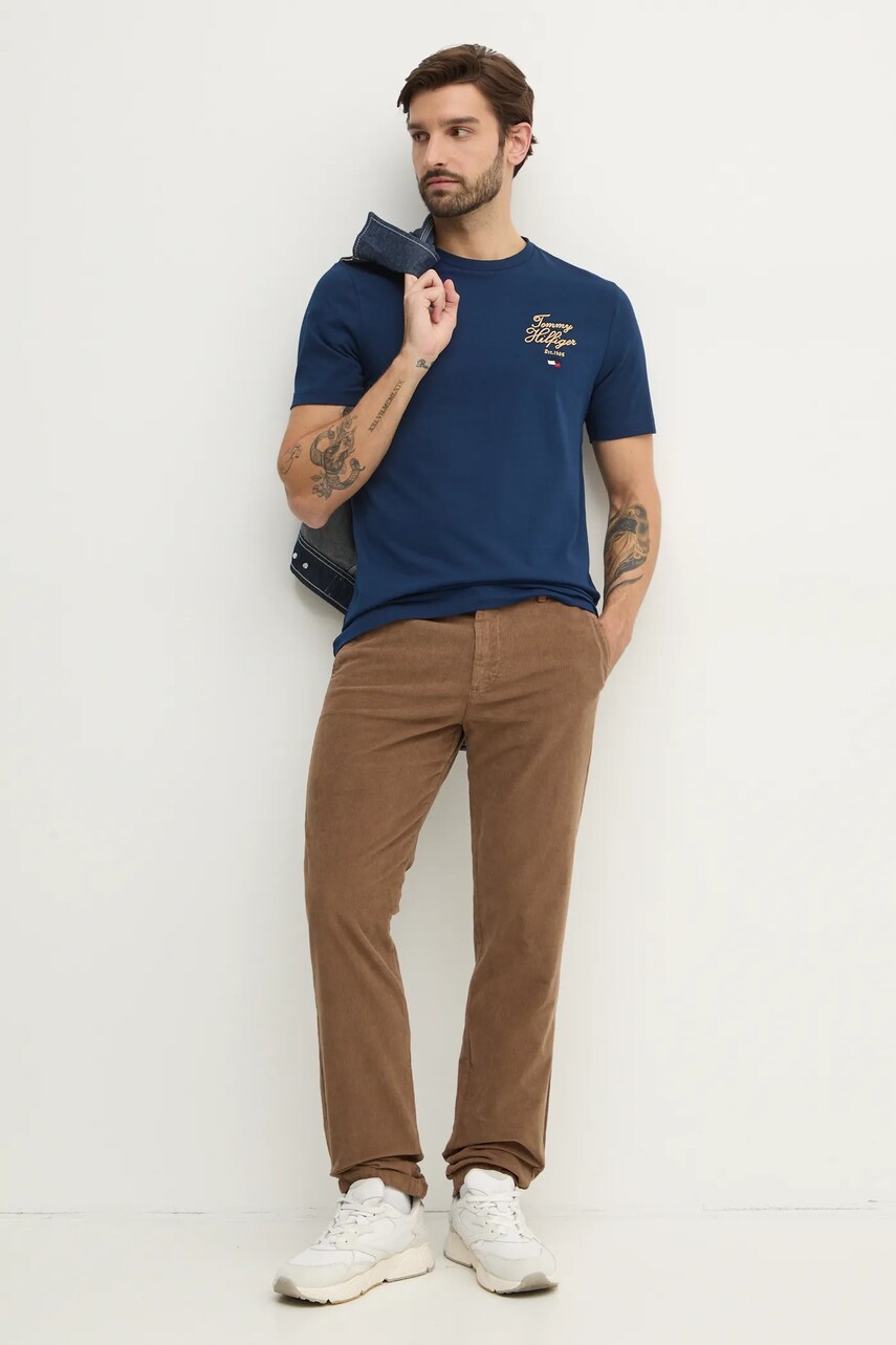 Вельветові штани United Colors of Benetton колір коричневий прямі 41ULUF04Z